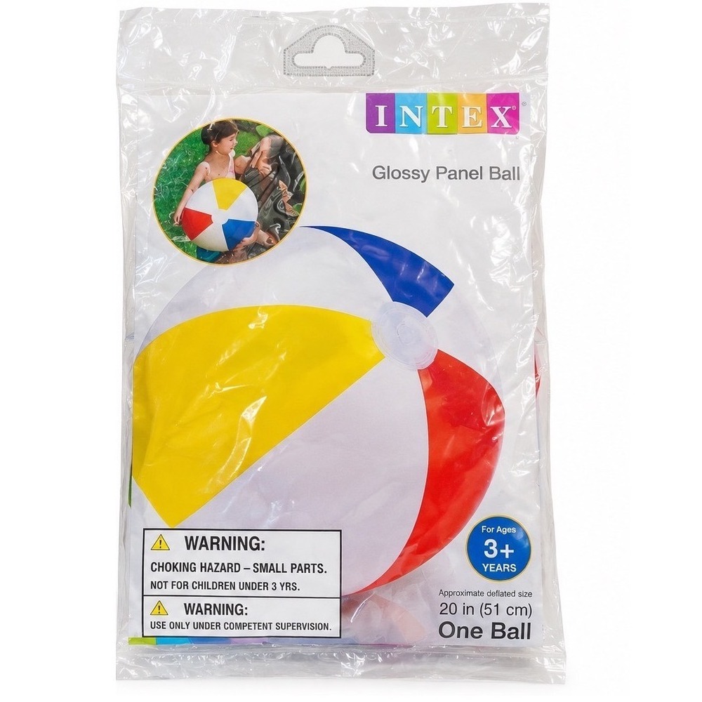 Intex Glossy Panel Ball 20 Inch Inflatable Beach Pool Toy Multi-Color 59020EP